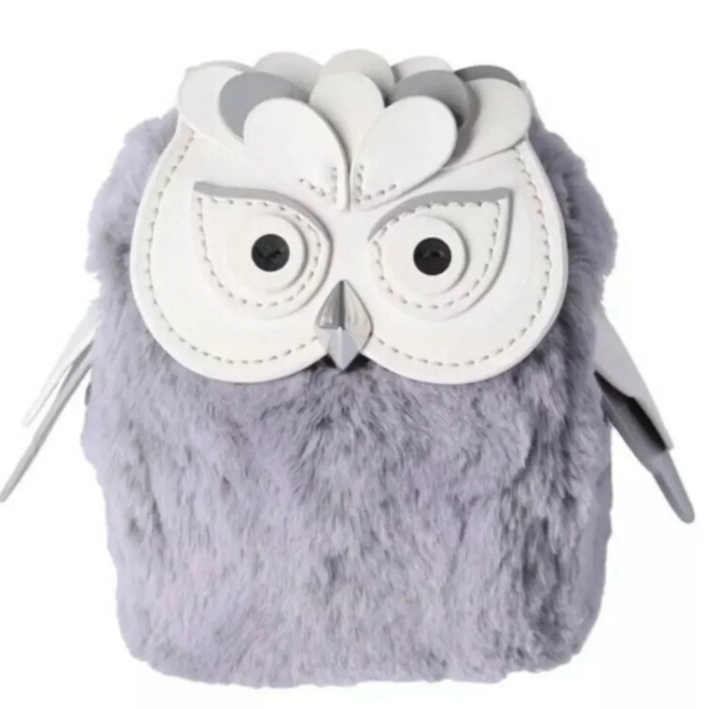 Kate Spade Grey and White Owl Bag charm keychain accessories pouch - NWT
